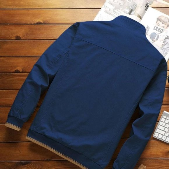 Casual Men's Striped Trim Jacket - Picture 3 of 5